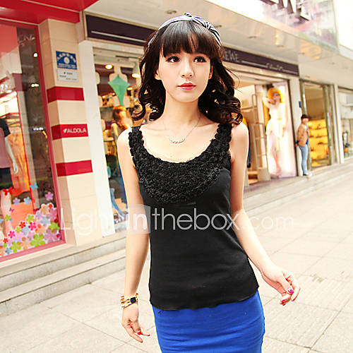 E Shop 2014 Summer Stereoscopic Petal Round Vest (Black)