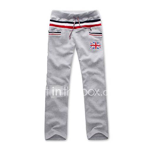 Mens Leisure Striped Contrast Color Pure Cotton Pants