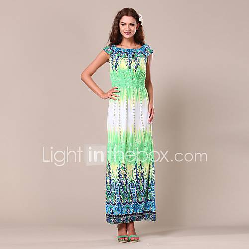 Maya Womens Fashion Bohemian Style Print Maxi Beach Long Party Dress