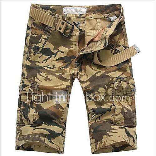Mens Fashion Casual Camo Multi Pocket Cargo Shorts
