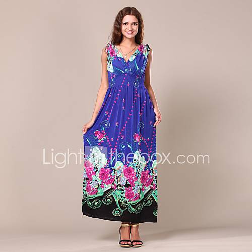 Maya Womens Floral Bohemian Print Maxi Beach Long Party Dress