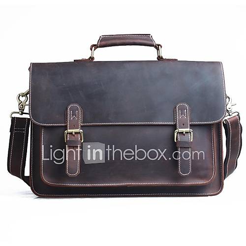 Mens Retro Genuine Leather Messenger Shoulder Briefcase Bag