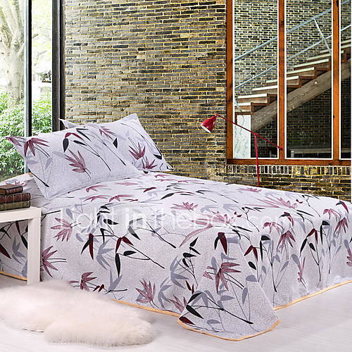 SINUOER Flax Three Piece Bedclothes Bamboo Leaves(Screen Color)