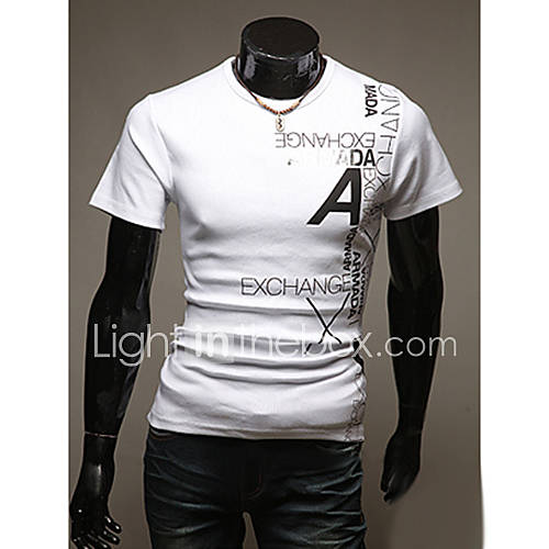 Midoo Short Sleeved A Letter Printing T Shirt(White)