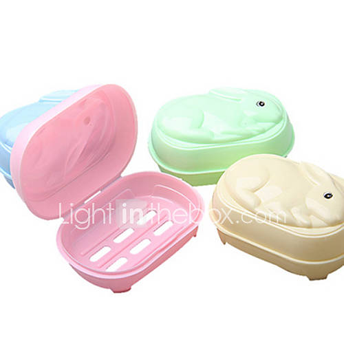 Rabbit Shaped Polyester Flip top Soap Holder Random Colour, L12cm x W7.5cm x H5cm