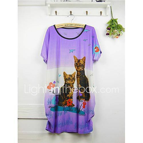 Womens Round Collar Cats Take Dress