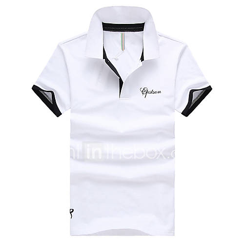 LangXin Mens Slim Lapel Casual Solid Color Short Sleeve Polo Shirt(White,Black,Green)