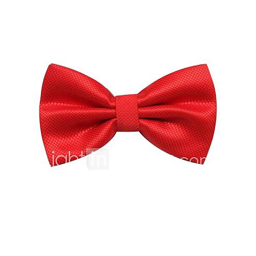 Mens Fashion Solid Colour Red Wedding Bowtie