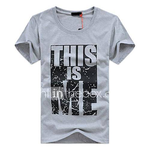 Mens Round Neck Cotton the Letters Short Sleeve T Shirt