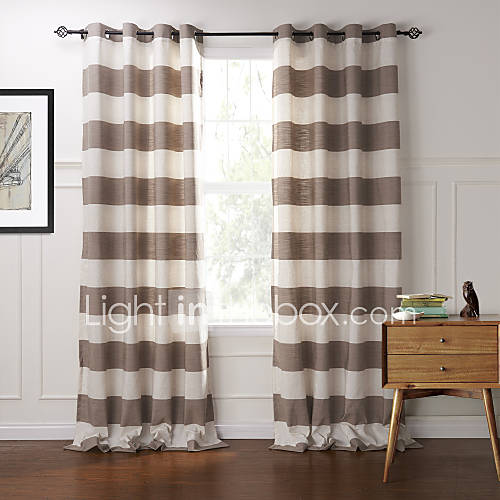 (One Pair) Modern Classic Light Brown Plaid Eco friendly Curtain