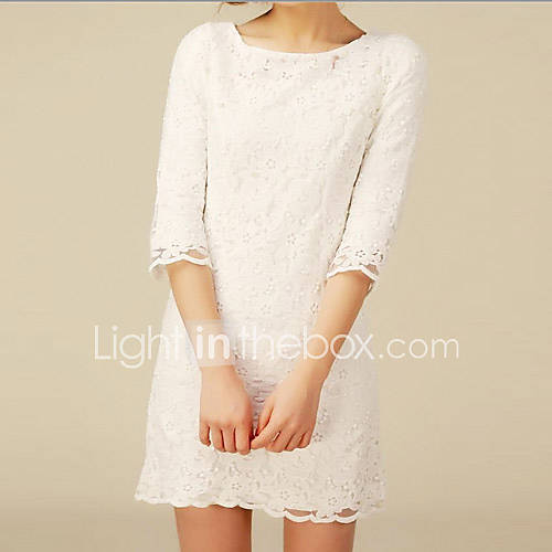 Loongzy Womens Korean Bodycon Thin Lace White Dress