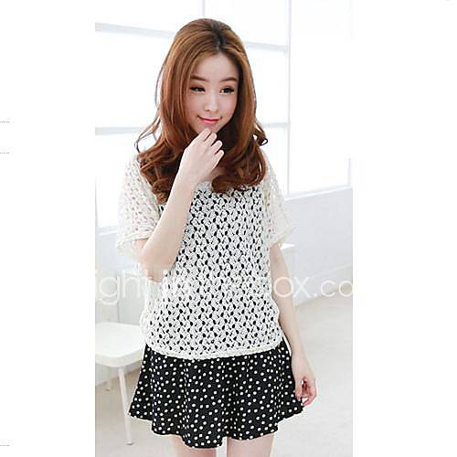 Womens Round Collar Dot Collect Waist Vest Dress