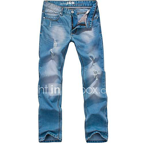 Mens Fashion distressed denim Straight Pants