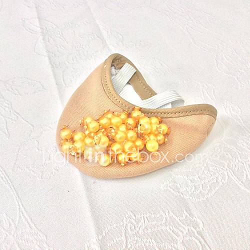 Womens Fabric with Orange Imitation Pearl Elastic Gore Belly Dance Shoes