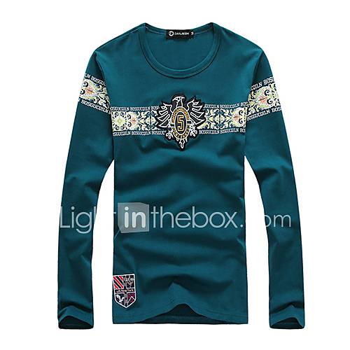 Mens Round Neck Fashion Long Sleeve T Shirt