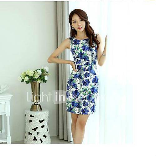 Womens Round Collar Vintage Elegant Sleeveless Mini Dress