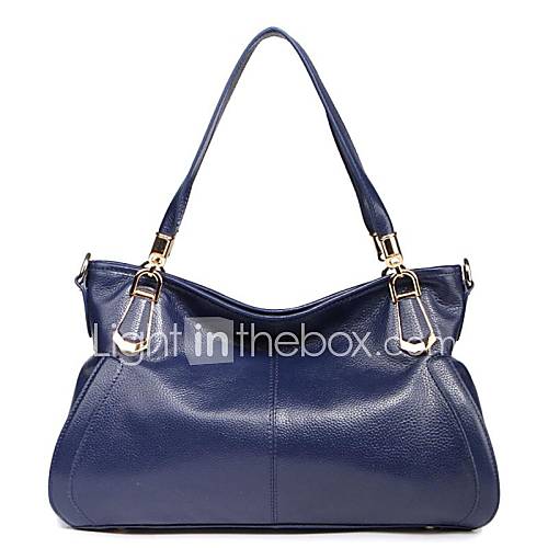Womens Genuine Grain Leather Fashion Handbag Linning Color on Random