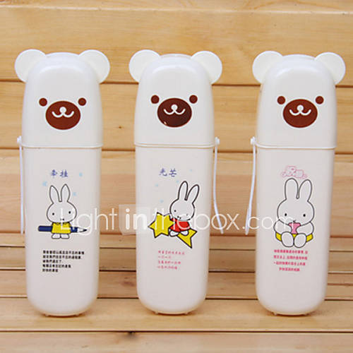 Bear Shaped Polyester Portable Toothbrush Holder, L21cm x W7cm x H4.5cm