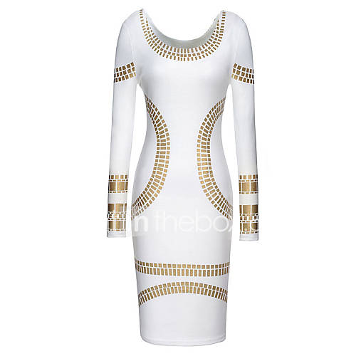 MS White Sexy Slim Fit Unique Dress