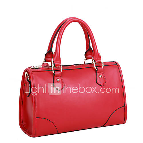 Global Freeman Womens Fashion Free Man Simple Solid Color Two Uses Leather Bag(Red)