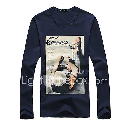 Mens Picture Print Long Sleeve T Shirt