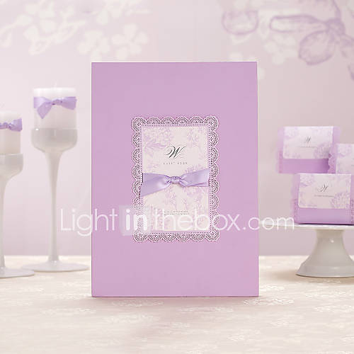 Romantic Lilac Guest Book with Bow (5 Pages)