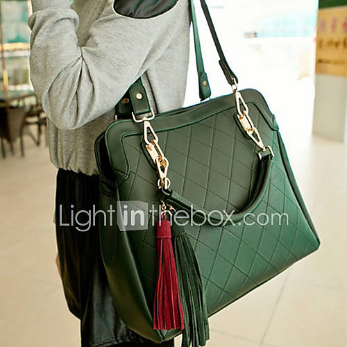 HONGQIU Womens Graceful Leather Tote Bag(Green)