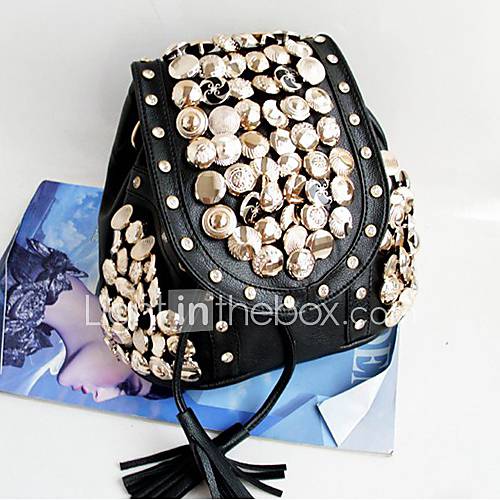 Womens Fashion Button Backpack With Rivets