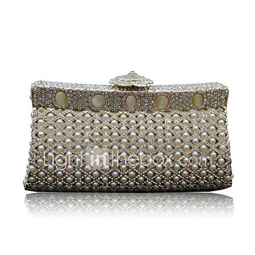 Women Pearls and Rhinestones/Diamonds Evening Handbags/ Clutches