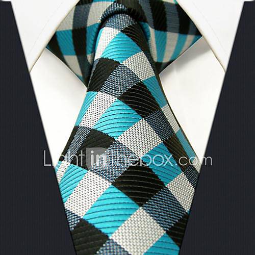 Mens Casual Multicolor Check Pattern Silk Necktie