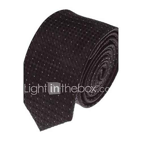 Mens Solid Colour Fashion Black Dot Narrow Microfibre Necktie