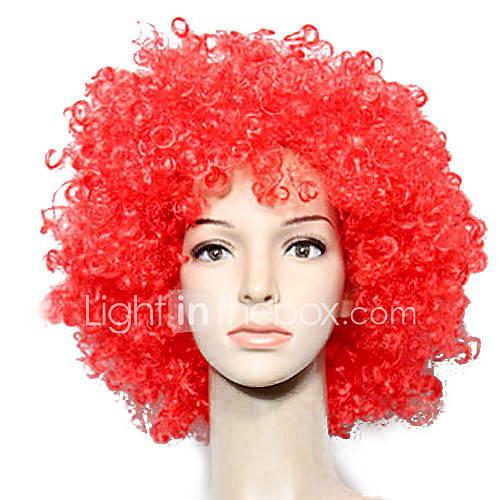 Capless Football Fans Party Wig Red