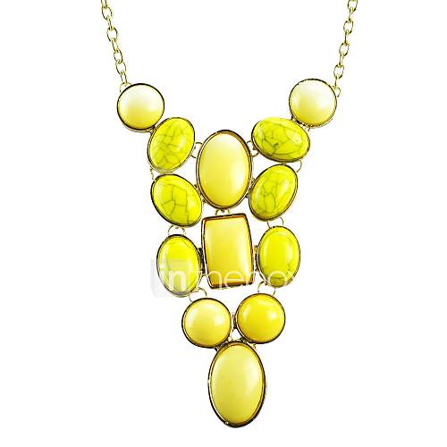 JANE STONE Natural Stone Shape Trendy Bubble Bib Necklace(3 Colors)
