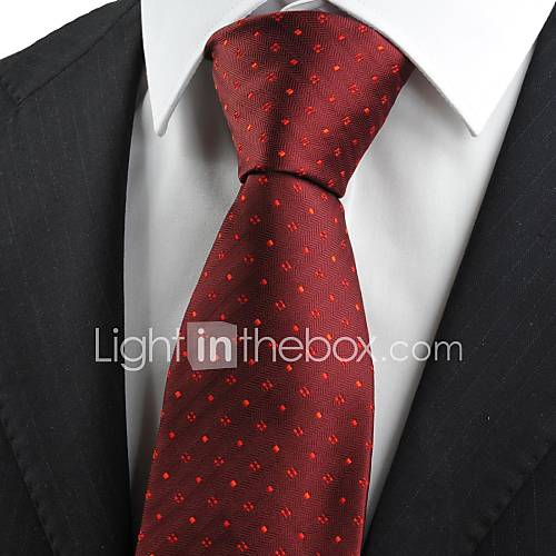 Tie Red Checked Scarlet Burgundy Pattern Classic Men Tie Necktie Wedding Gift