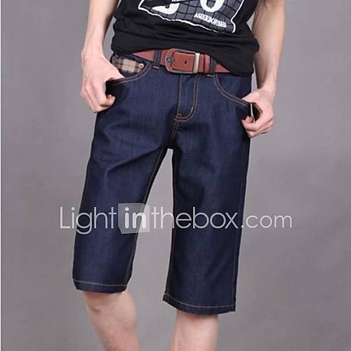 Mens Summer Casual Mid Length Jeans Denim Shorts(Belt Not Included)