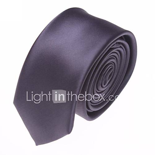 Mens Solid Colour Fashion Dark Grey Narrow Microfibre Necktie