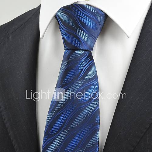 Tie New Navy Dark Blue Ripple Wave Mens Tie Necktie Wedding Party Holiday Gift