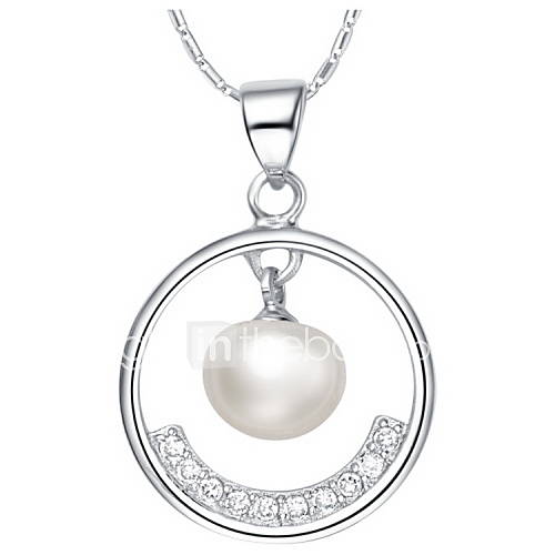 Fashion Round Shape Silvery Alloy Womens Necklace With Imitation Pearl(1 Pc)
