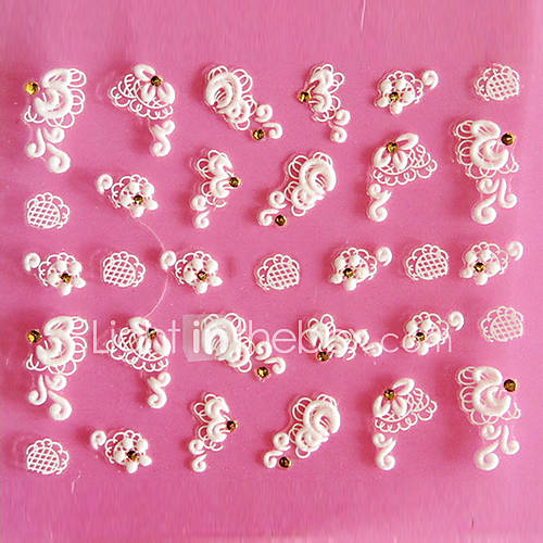 3D Design Lovely CloudsFlower Pattern Carving Nail Art Stickers