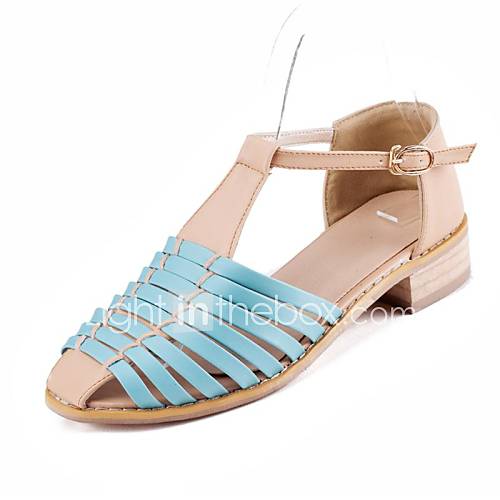 Leatherette Womens Flat Heel Round Toe Sandals With Buckle Shoes (More Colors)