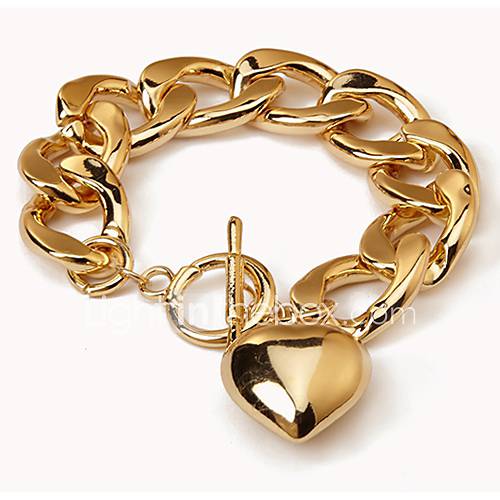 Shining Fashion Gold Heart Chain Bracelet (Screen Color)