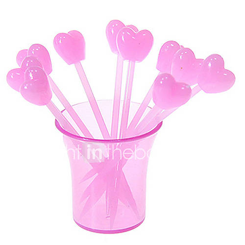 Heart Shaped Fruit Fork, Set of 10, L20cm x W5cm x H5cm