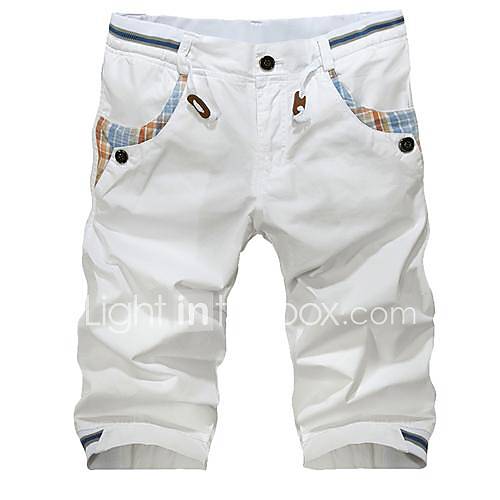 Mens Casual White 5 Minutes of Pants Beach Pants