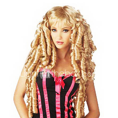 Fancy Ball Synthetic Party Wig Women Curly Long Wig(Golden Blonde)
