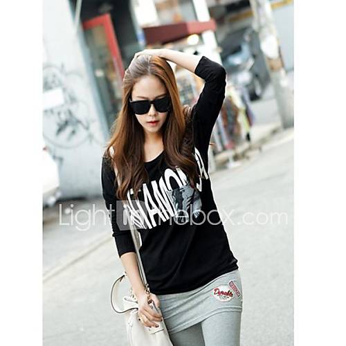 Womens Fashion Loose Printing Long Sleeve T Shirt