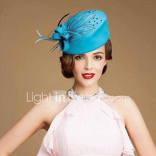 New Style Wool Ladies Party/ Outdoor/ Wedding Hat With Floral And Feather