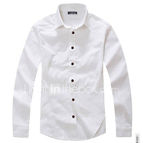 HKWB Casual Slim Long Sleeve Shirt(White)