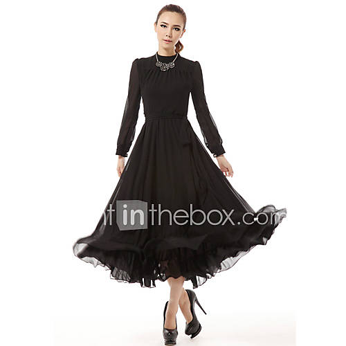 Color Party Womens Vintage Slim Fit Dress (Black)