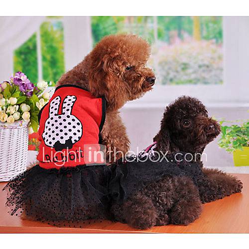 Petary Pets Cute Rabbit Pattern Cotton Mesh Ball Gown Dress For Dog