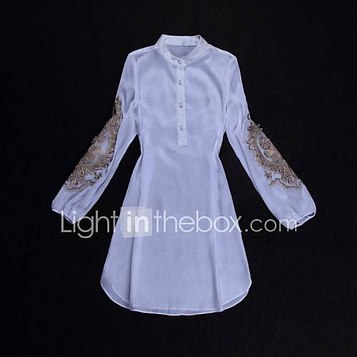 Luxury Womens Golden Flower Embroidery Top Long Sleeve Vintage T Shirts